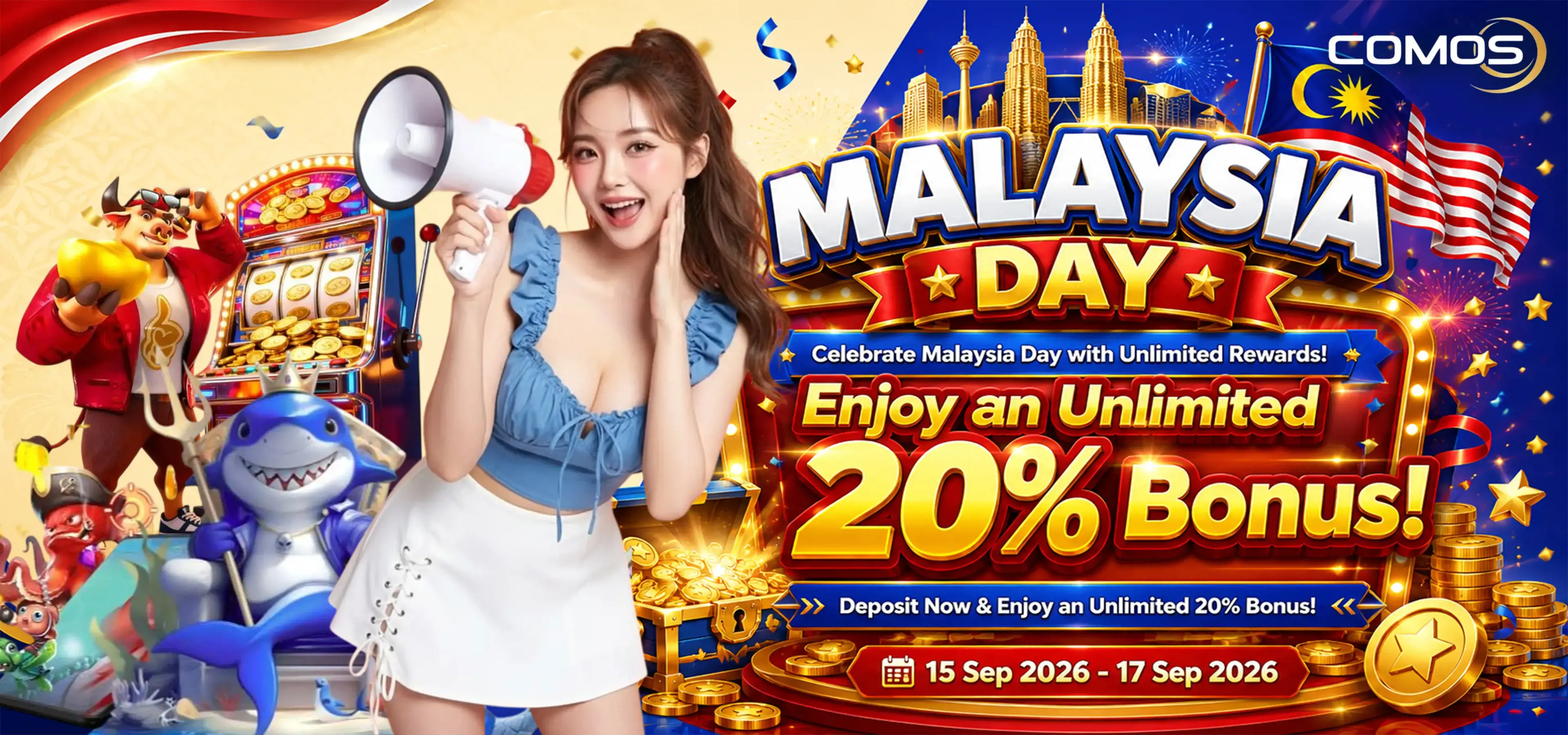 2026 SEPTEMBER Celebrate Malaysia Day with Unlimited Rewards! Deposit Now & Enjoy an Unlimited 20% Bonus! ( Valid On 15th Sept 2026 - 17th Sept 2026 )
