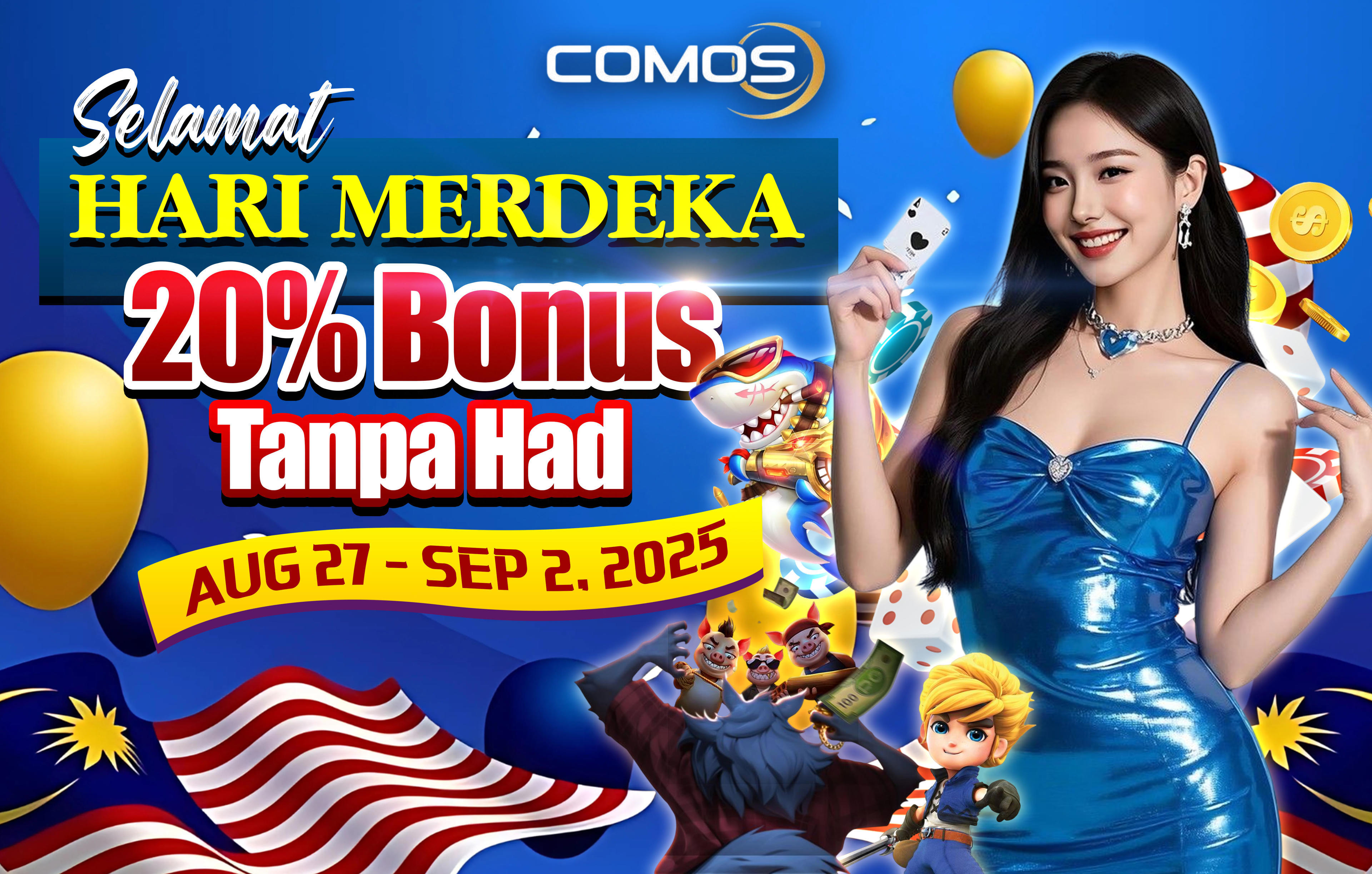 Promosi Selamat Hari Merdeka ke-68 sudah tiba! Dapatkan 20% bonus tanpa had!!! (Hanya sah dari 27 Ogos hingga 2 September 2025)
