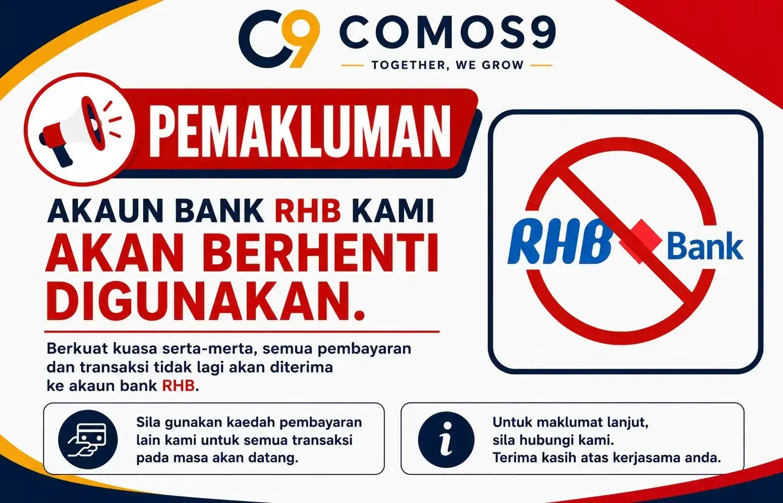 RHB  AKAN MENGHENTIKAN PENGGUNAAN